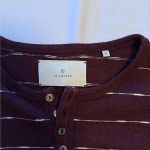 7 Diamonds Sweater | Size XL | Men’s | Red/Burgundy and White Striped